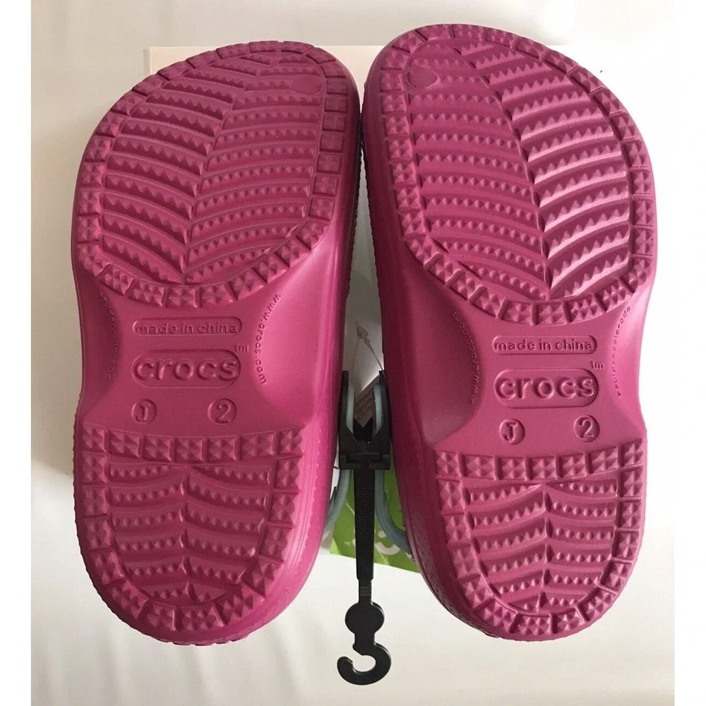 Crocs, Girls, Clogs 'Frozen' Anna/Elsa, Size Junior 2‎ 'Berry', Felt Lined.
